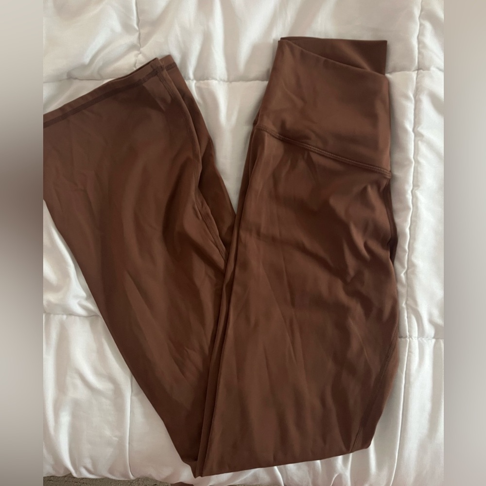 Brown cross waist flare legging